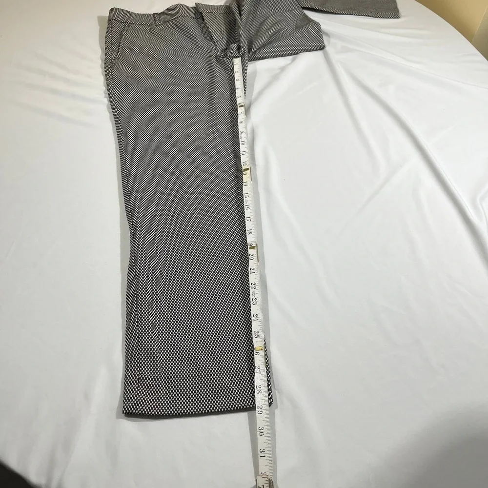 Banana Republic Ryan Pants Women 8 Black White Textured Geometric Straight Leg
